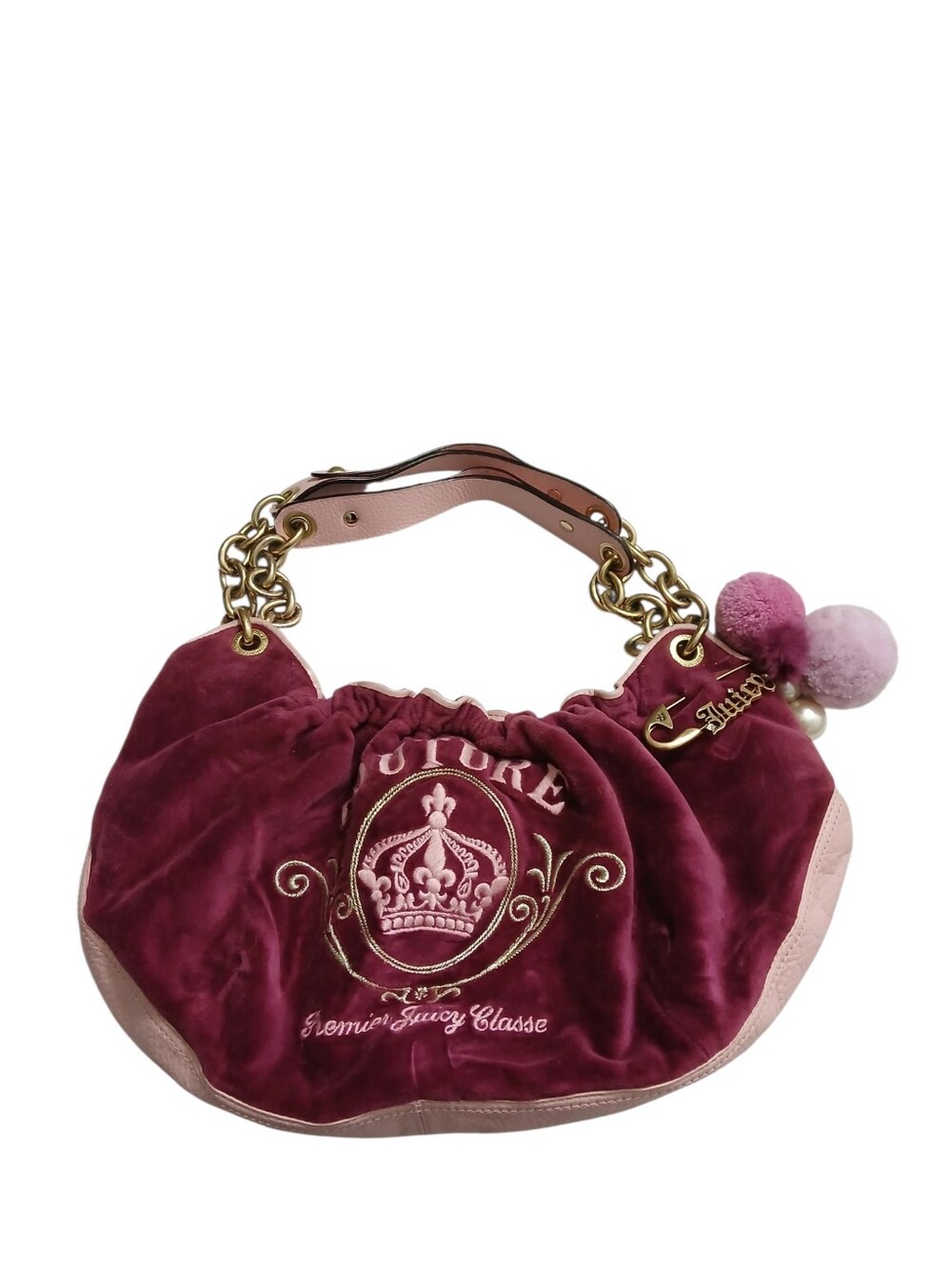 Y2K Juicy Couture Juicy Royal Couture Pink Burgundy Velvet Bag